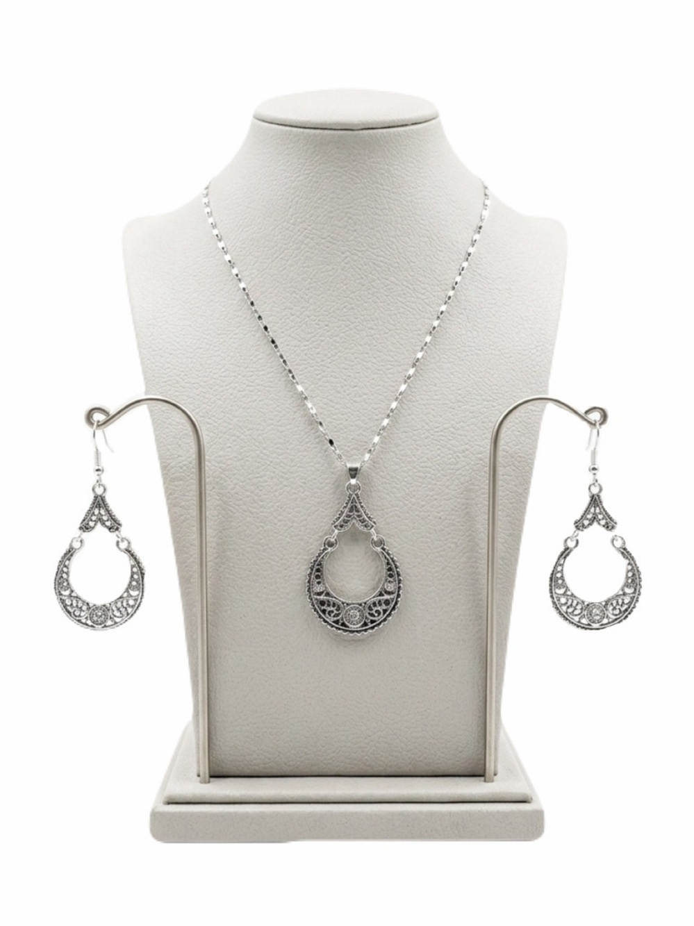 New Boho Hollow Out Water Drop 3pcs Necklace & Earrings Jewelry Set